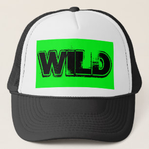 lime green and black grunge WILD lettering   Trucker Hat