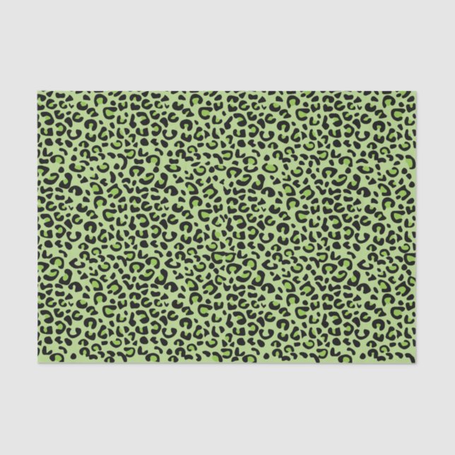 Lime Green and Black Leopard Print Tissue Paper (Front)