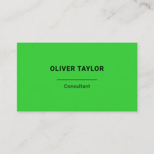 Lime Green And Black Minimalist Custom Name Text Business Card