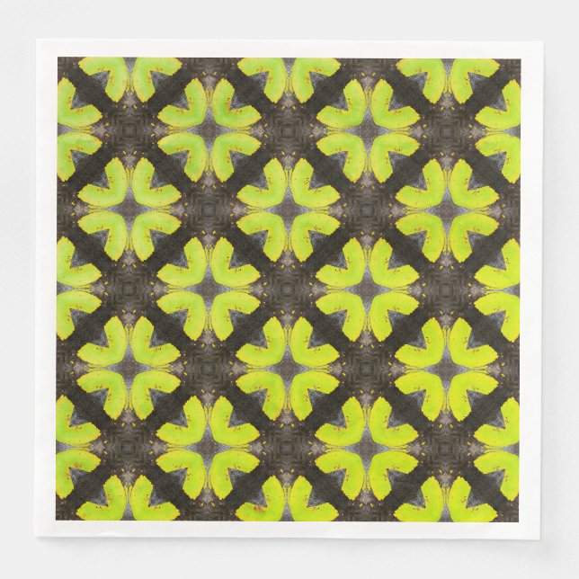 Lime Green and Black Modern Hipster Pattern Napkin (Front)