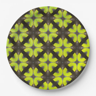 Lime Green and Black Modern Hipster Pattern Paper Plate