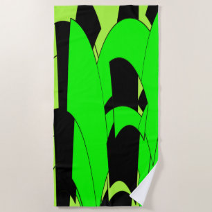 Lime Green and Black Modern Splash Beach Towel