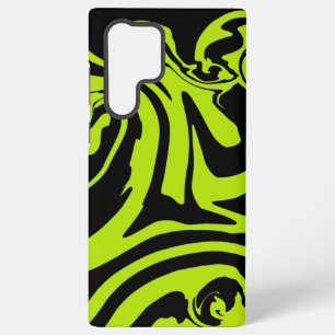 Lime Green and Black retro marble swirl Samsung Galaxy Case
