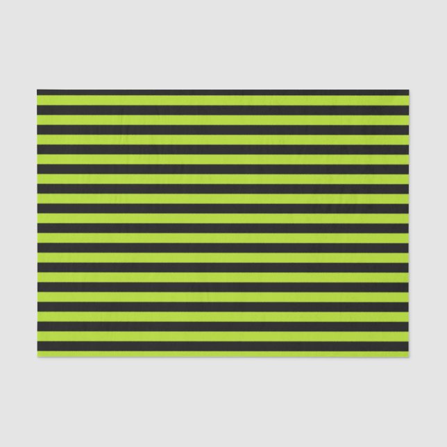 Lime Green and Black Stripes Tissue Paper (Front)