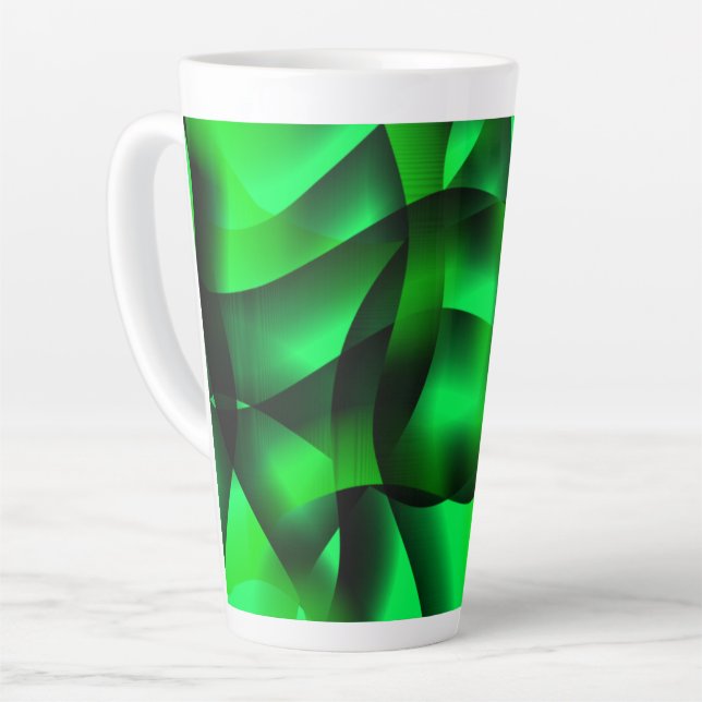 Lime green and black undulation, with shadow? latte mug (Left Angle)