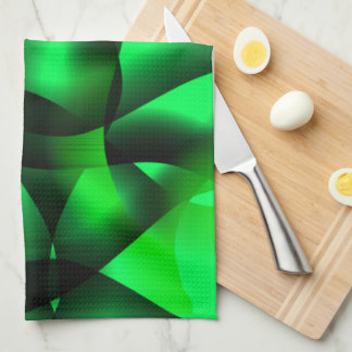 Lime green and black undulation, with shadow? tea towel