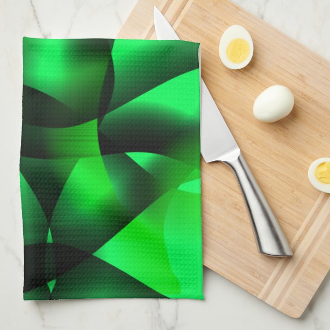 Lime green and black undulation, with shadow? tea towel (Quarter Fold)