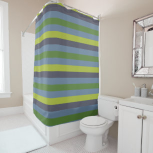 Lime green and Blue shower curtain