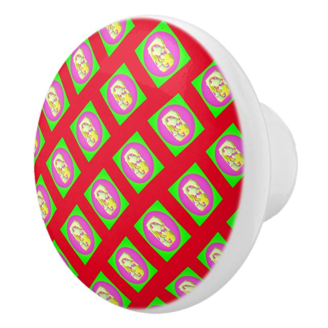 Lime Green and bright purple patterns           Ceramic Knob (Right)