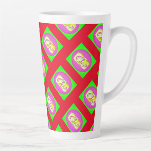 Lime Green and bright purple patterns Latte Mug