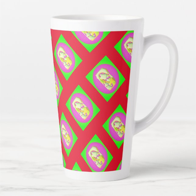 Lime Green and bright purple patterns              Latte Mug (Right)