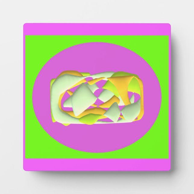 Lime Green and bright purple patterns          Plaque (Front)