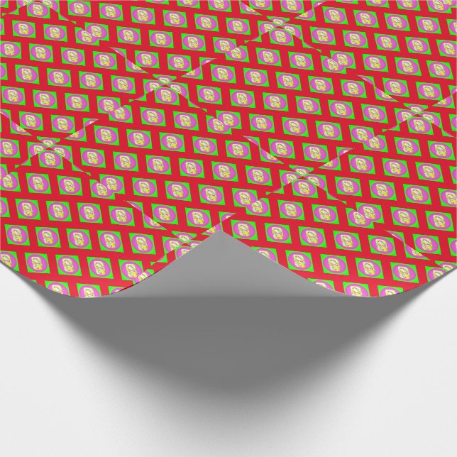 Lime Green and bright purple patterns              Wrapping Paper (Corner)