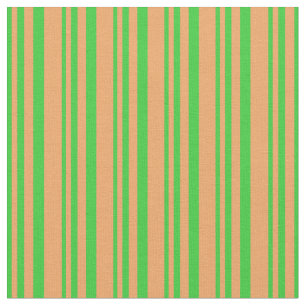 Lime Green and Brown Coloured Lined Pattern Fabric