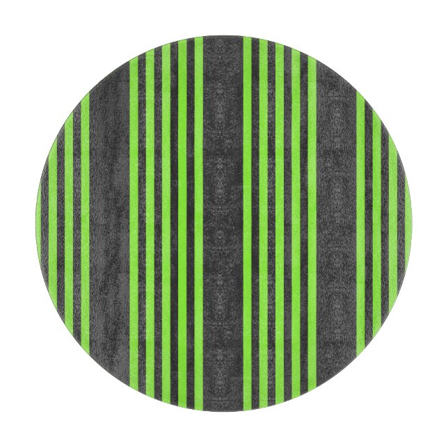 Lime green and charcoal five stripes pattern cutting board (Front)