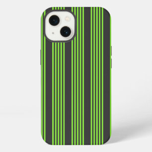 Lime green and charcoal five stripes pattern iPhone 13 case