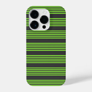 Lime green and charcoal five stripes pattern iPhone 14 pro case