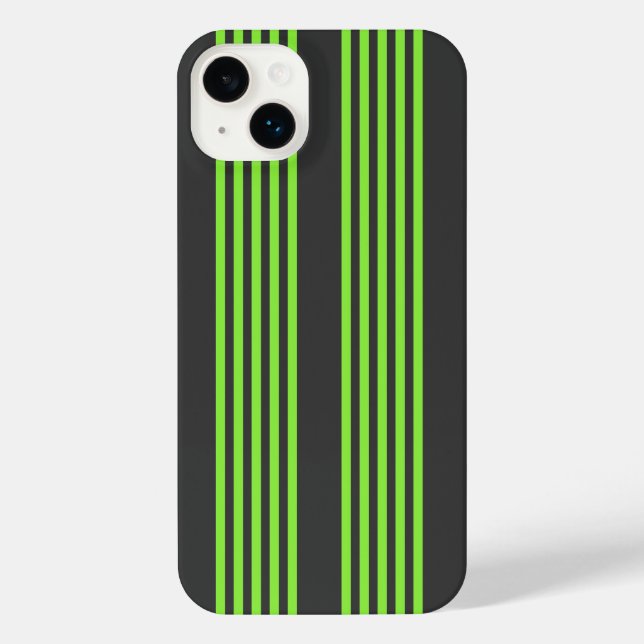 Lime green and charcoal five stripes pattern iPhone case (Back)