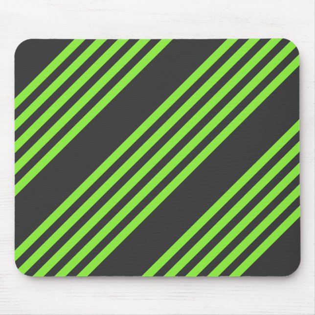 Lime green and charcoal five stripes pattern mouse pad (Front)