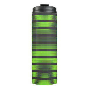 Lime green and charcoal five stripes pattern thermal tumbler