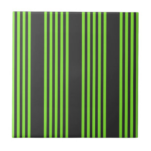 Lime green and charcoal five stripes pattern tile