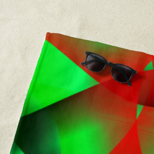 Lime green and clear red curling, with shadow? beach towel