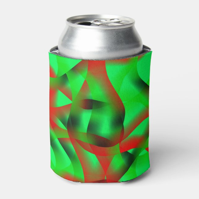 Lime green and clear red curling, with shadow? can cooler (Can Front)