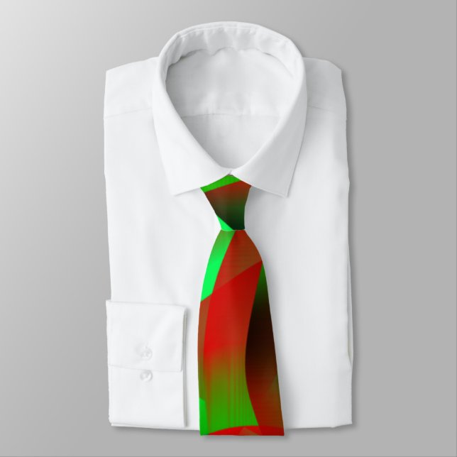 Lime green and clear red curling, with shadow? tie (Tied)