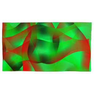 Lime green and clear red ripples, with shadow? pillowcase