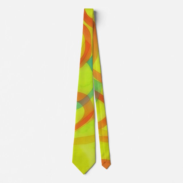 Lime Green and Colorful Art Tie (Front)