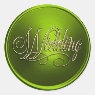 Lime Green and Gold Wedding Envelope Seal