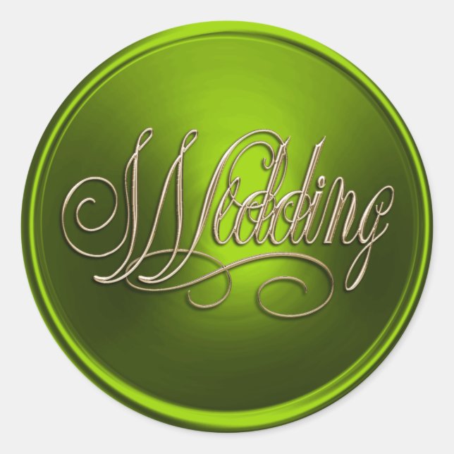 Lime Green and Gold Wedding Envelope Seal (Front)