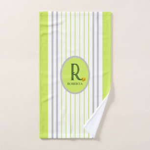 Lime Green and Grey Pickleball Hand Towel