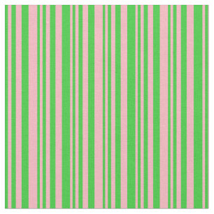 Lime Green and Light Pink Coloured Stripes Pattern Fabric