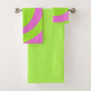Lime Green and Pink Abstract Art Towel Set