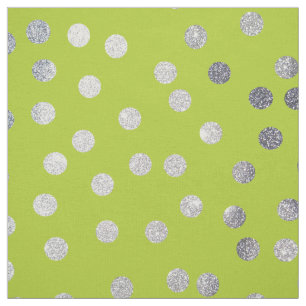 Lime Green and Silver City Dots Fabric