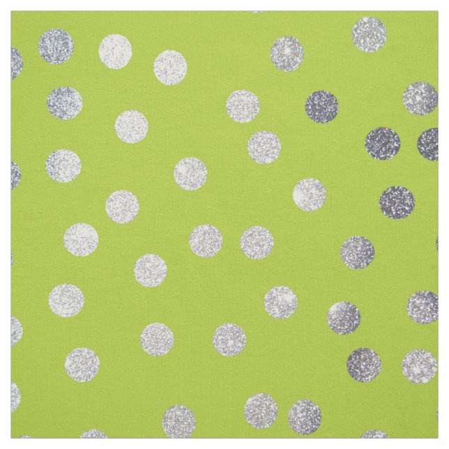 Lime Green and Silver City Dots Fabric (Swatch)