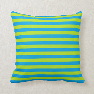 Lime Green and Turquoise Stripes Cushion