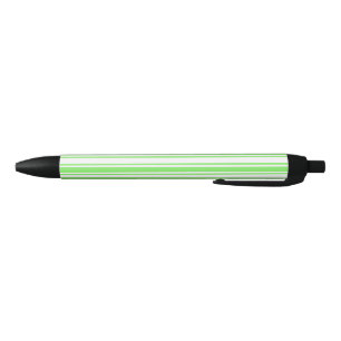 Lime green and white candy stripes black ink pen