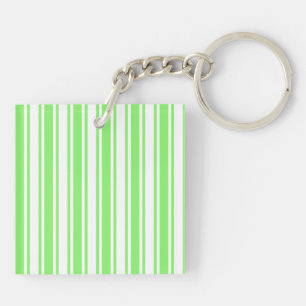 Lime green and white candy stripes key ring