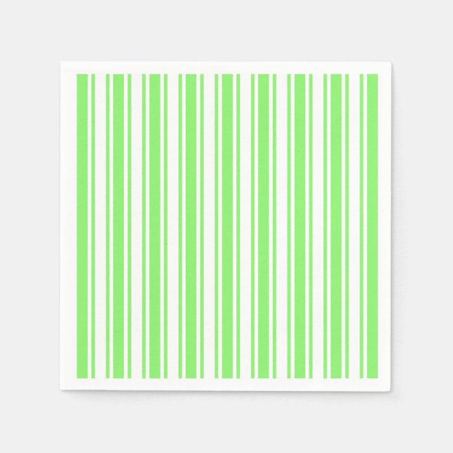Lime green and white candy stripes napkin (Front)