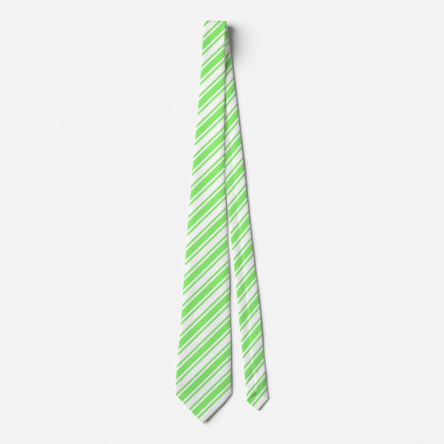 Lime green and white candy stripes tie (Front)