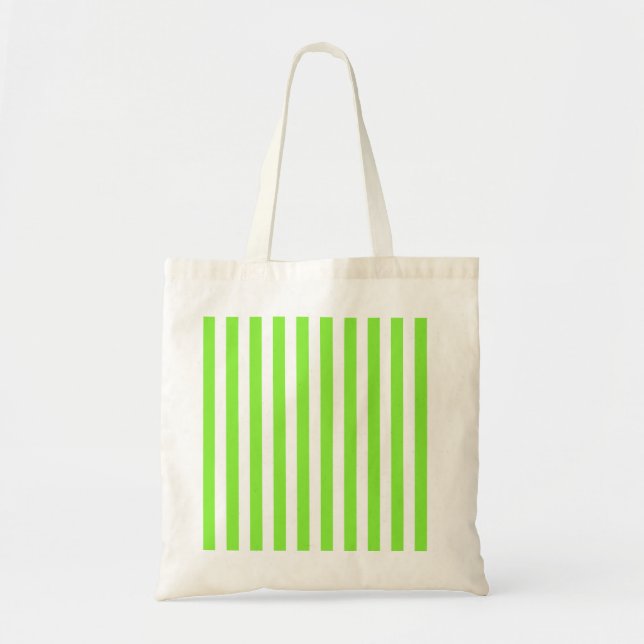 Lime green and white candy stripes tote bag (Front)