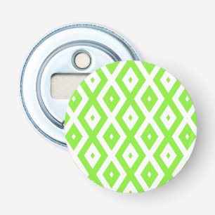 Lime green and white diamond pattern bottle opener