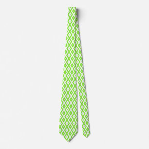 Lime green and white diamond pattern tie
