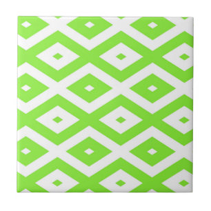 Lime green and white diamond pattern tile