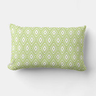 Lime Green and White Diamonds Lumbar Cushion