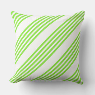Lime green and white five stripes pattern cushion