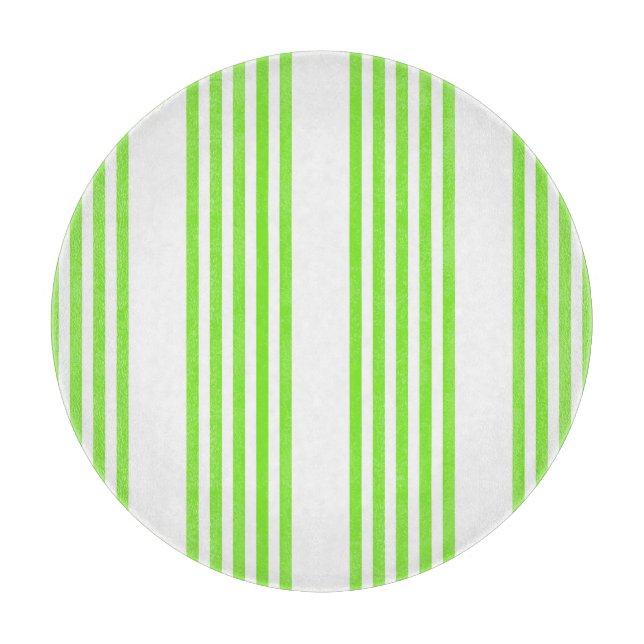 Lime green and white five stripes pattern cutting board (Front)