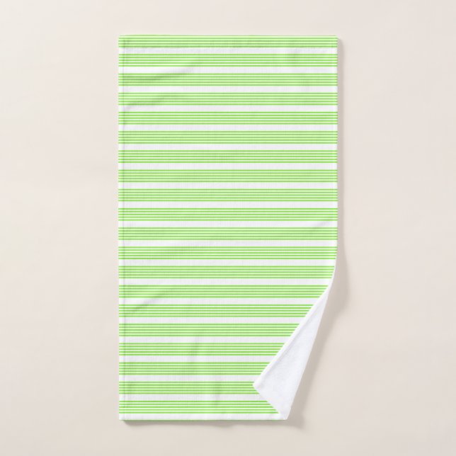 Lime green and white five stripes pattern hand towel (Hand Towel)